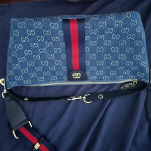 & Other Stories Blue Crossbody Bag with Red and Navy Accents